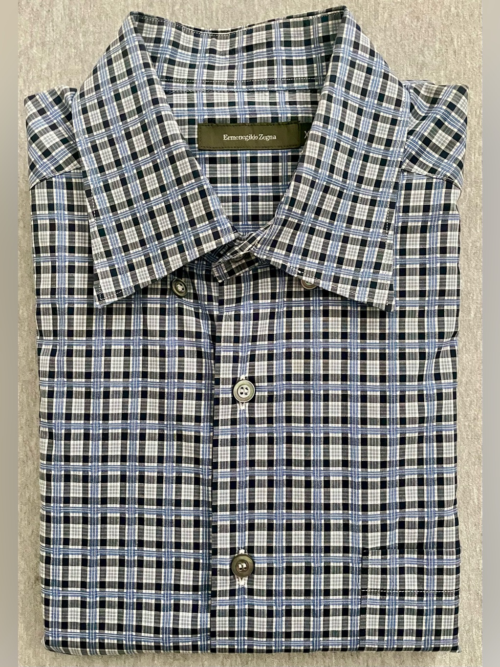 Ermenegildo Zegna Men’s Xl Blue Plaid Button Up Shirt